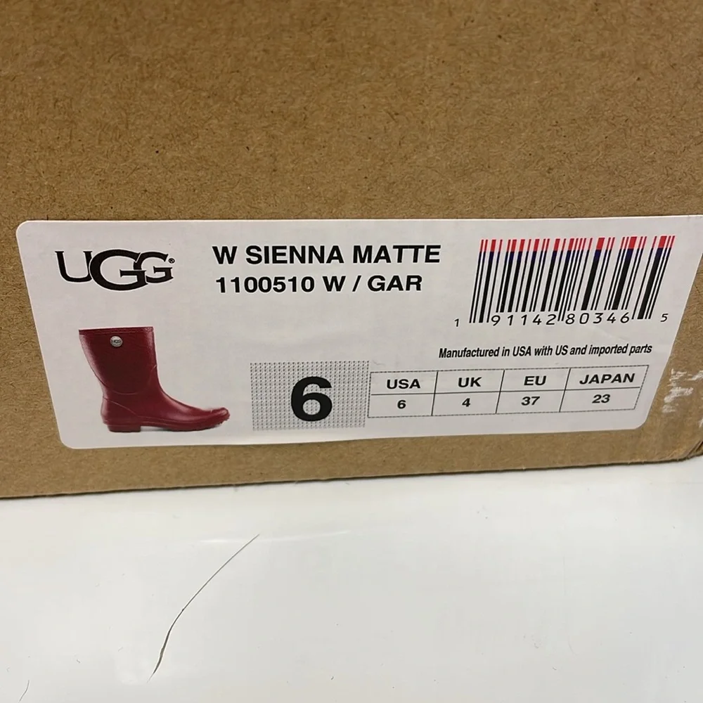UGG Sienna Matte Garnet Rain Boots - Women's NWT